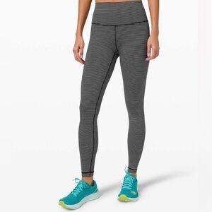 Lululemon Wunder Under High-Rise Tight 28" Parallel Stripe Black White Size 4